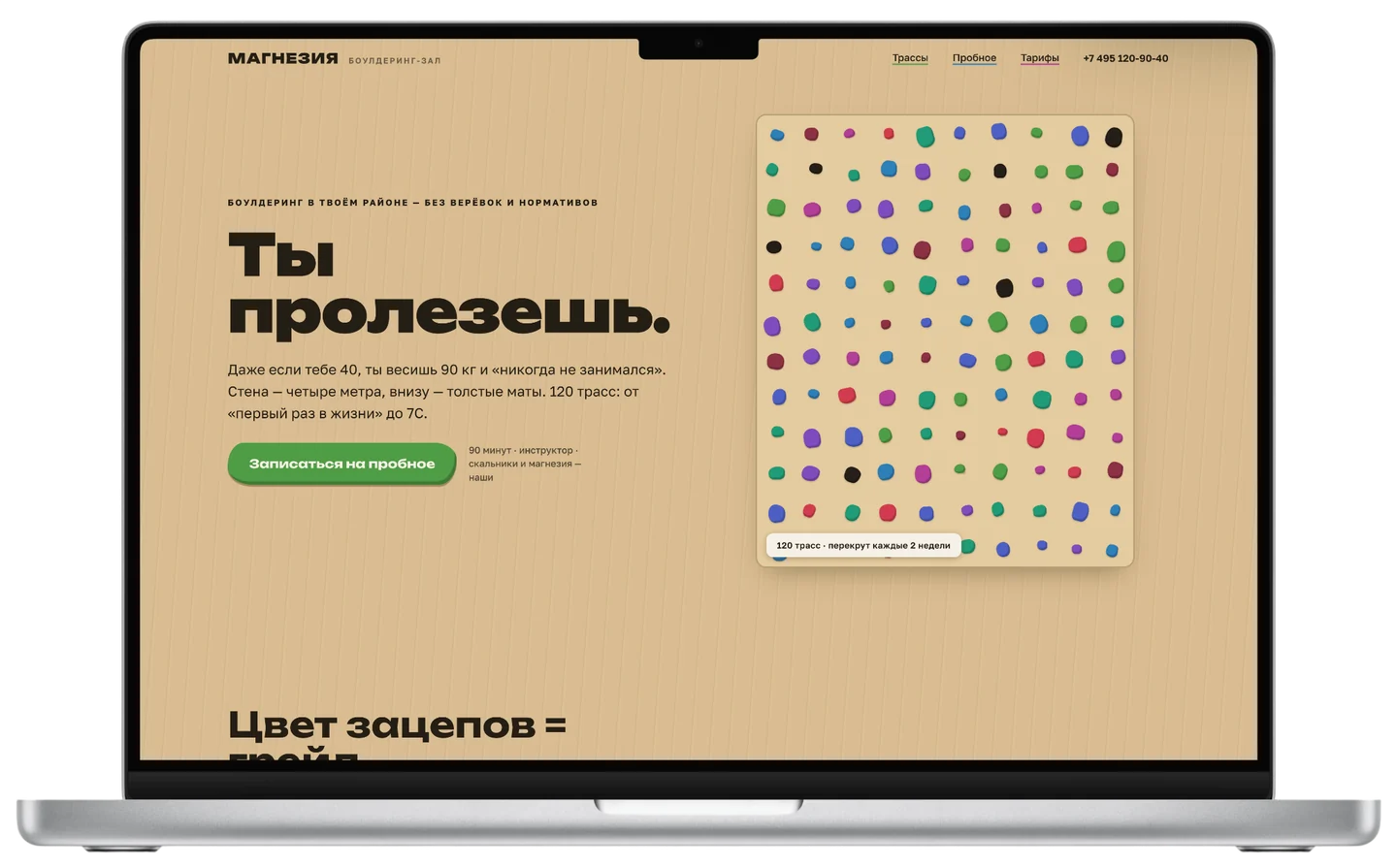 Скриншот: Магнезия — Спорт · Лендинг